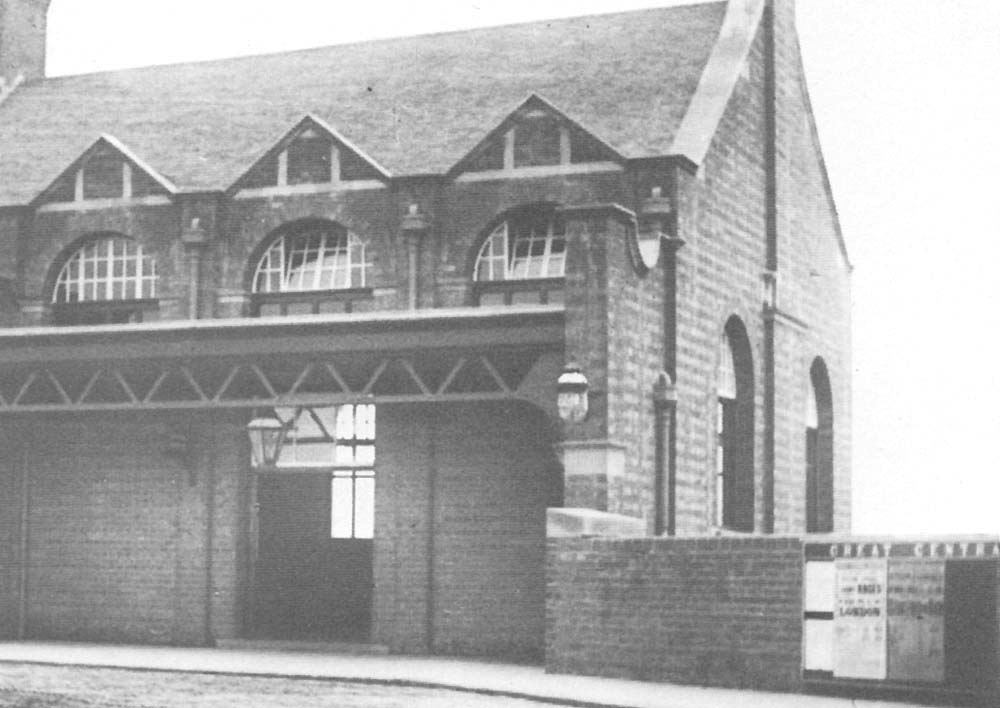 Close up view of the vaulted booking hall situated within the station building fronting Hillmorton Road