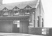 Close up view of the vaulted booking hall situated within the station building fronting Hillmorton Road