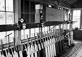 Internal view of the Signal Cabin showing the lever frame and signal diagram used to control this section of track