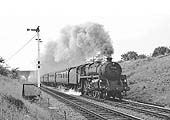 British Railways Standard Class 5 4-6-0 No 73156 on a Class B passenger service southbound from Rugby Central