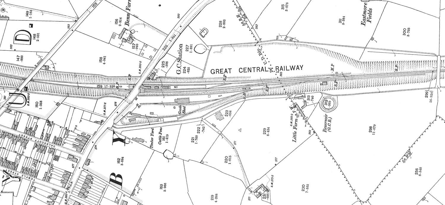 A 1903 25 inches to the mile Ordnance Survey Map of Rugby's Great Central station and refuge sidings