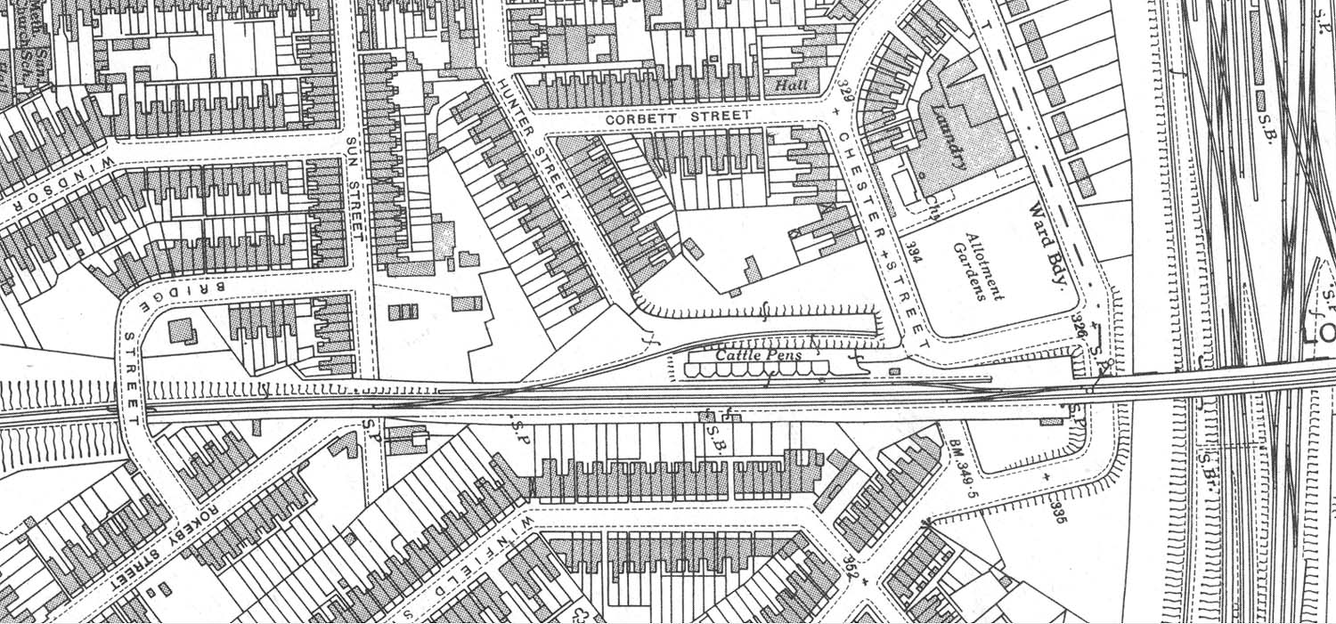 A 1939 25 inches to the mile Ordnance Survey Map of Rugby's Cattle Sidings., Pens and Signal Cabin
