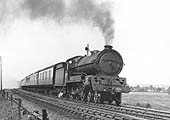 LNER 4-6-0 Class B7 No 5484 works hard at the head of a down express shortly before World War Two