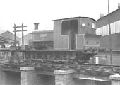 Manning Wardle 0-6-0ST 'Emily' stands on elevated track at the Austin Works in the early 1950s