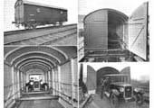 A photograph of Austin cars being loaded into a newly introduced a motor car van (telegraphic code ASMO)