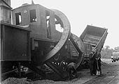 Second of four photographs showing the aftermath of a shunting incident at the Power Station's rotary coal tippler