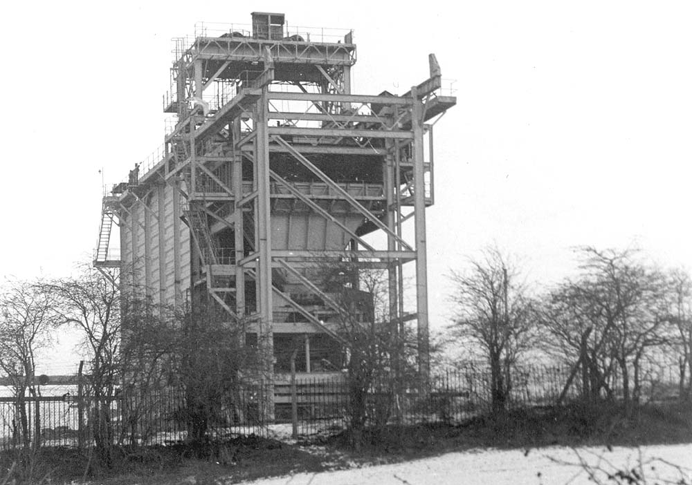 The remains of what was part of the coke plant within Coventry Gas works as seen during the winter of 1971
