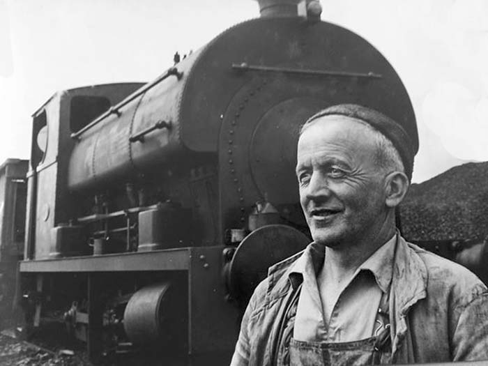 Mr Shaw seen just prior to diesel power being introduced at the Gas Works, stands in front of the last steam engine