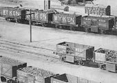 View of Wyken Colliery wagons seen in the goods station at Reading early in the twentieth century