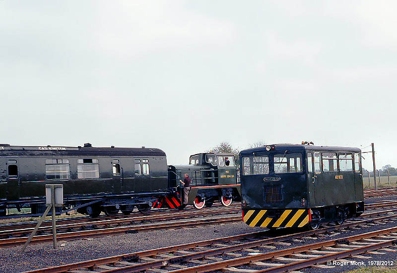 MOD No 9122 a four-wheel personnel transport Railcar built by Baguley-Drewry in 1975 stands in the sidings