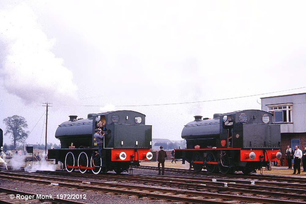 Army 98 ROYAL ENGINEER (Hunslet 3798 of 1953) & Army 92 WAGGONER (Hunslet 3792 of 1953) adjacent to the Railway Control Office