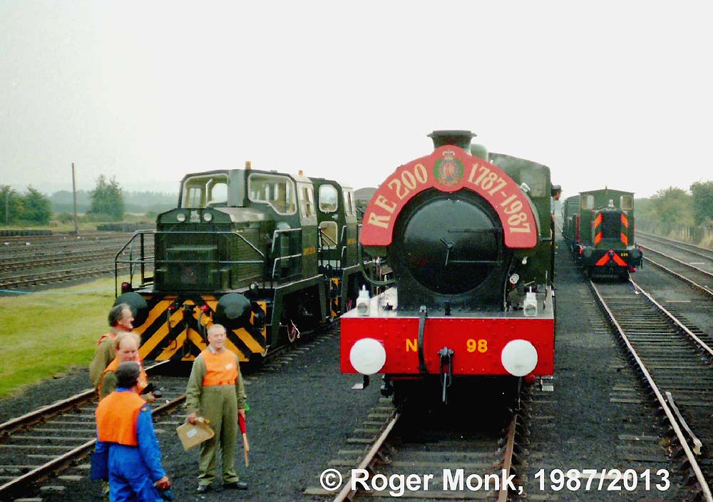 3 'generations' of motive power in the yard; although the AB diesel is older than the steam locomotive