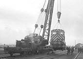 The breakdown crane demonstrated using a withdrawn BR diesel loco D2146 from Bird's scrap yard