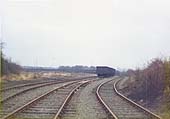 Looking in the direction of the Colliery with just one of the three exchange sidings being used to stable steel bodied coal wagons