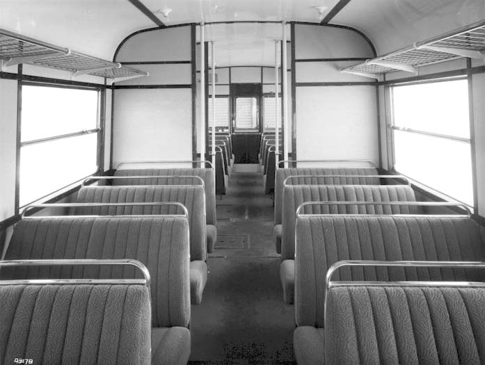 An internal view of Railcar No 1, the Motor Brake Third (later 79742), with a seating capacity of thirty-two people