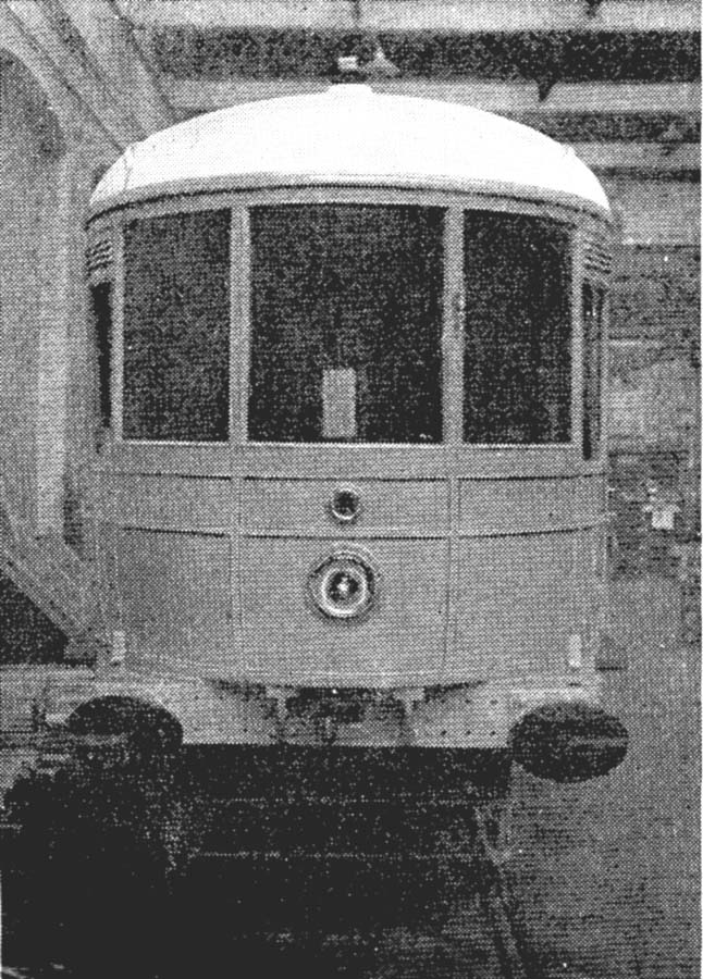 A photograph of the front elevation of the 1911 experimental two 105 hp Daimler sleeve-valve engined Daimler Railcar