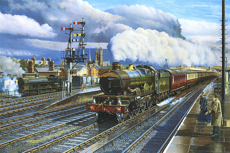 'Castle' class 4-6-0  No. 7027 'THORNBURY CASTLE' passing Leamington Spa General with the down 'Cambrian Coast Express'