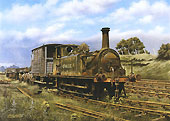 Edge Hill Light Railway 0-6-0T No 2 is seen standing in line abandoned near Kineton circa 1946