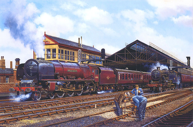 'Coronation' class 4-6-2 No. 46256 'SIR WILLIAM A. STANIER F.R.S.' re-starting a down express from Rugby Midland