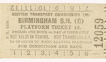 British Transport Commission Birmingham Snow Hill (C) Platform Ticket Cost 1d