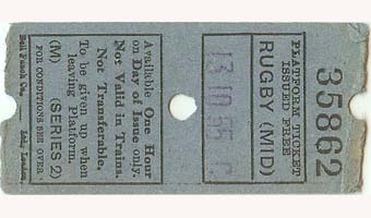 British Transport Commission Rugby (Midland) (Series 2) Platform Ticket Issued Free
